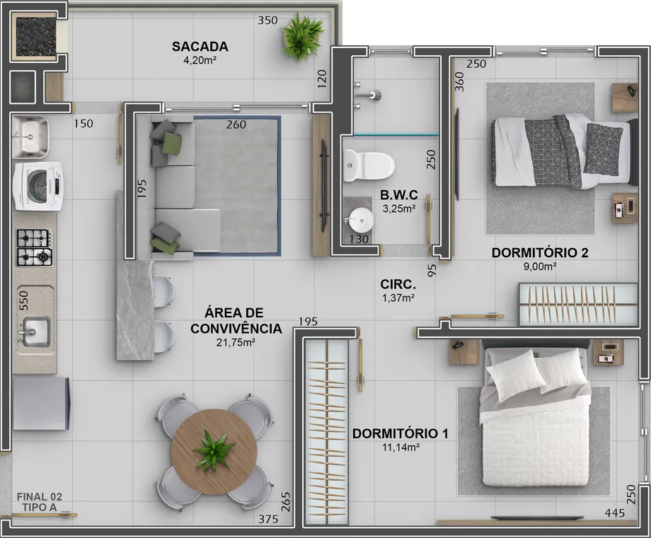Planta - Apartamento compacto