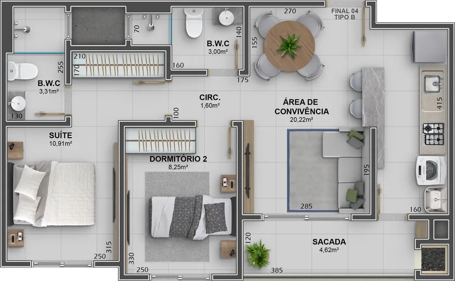 Planta - Apartamento com suíte