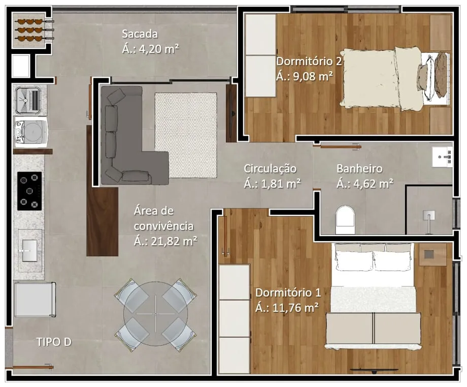 Planta - Apartamento compacto