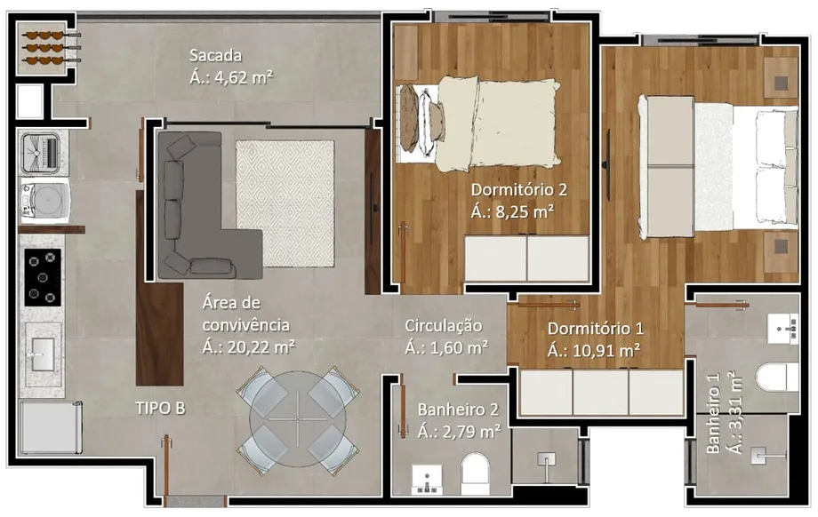Planta - Apartamento com suíte